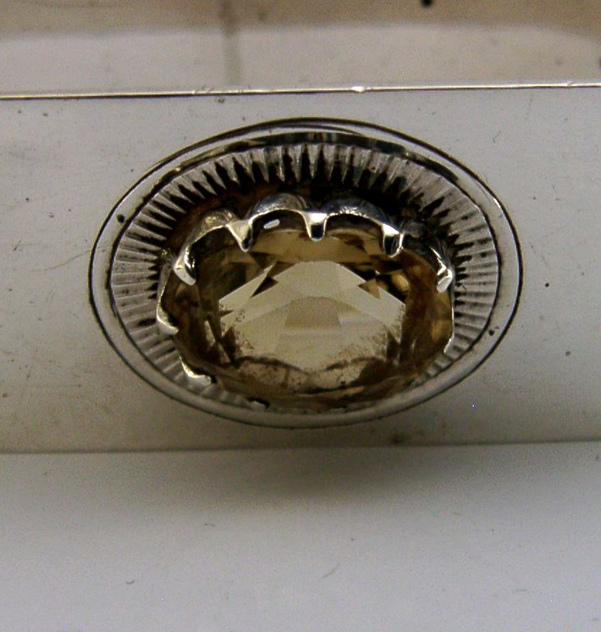 Sterling Silver Citrine Napkin Ring 1930 Antique 24g photo 115.0