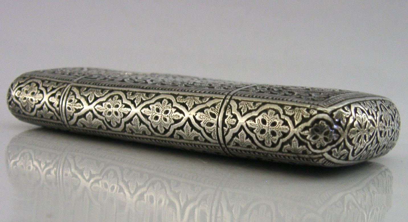 Étui à cigares d'époque en argent massif indien 115 g, vers 1890 photo buy