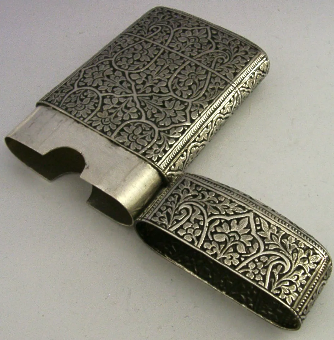 Top Quality Indian 115g Solid Silver Cigar Case Box C1890 Antique photo vintage