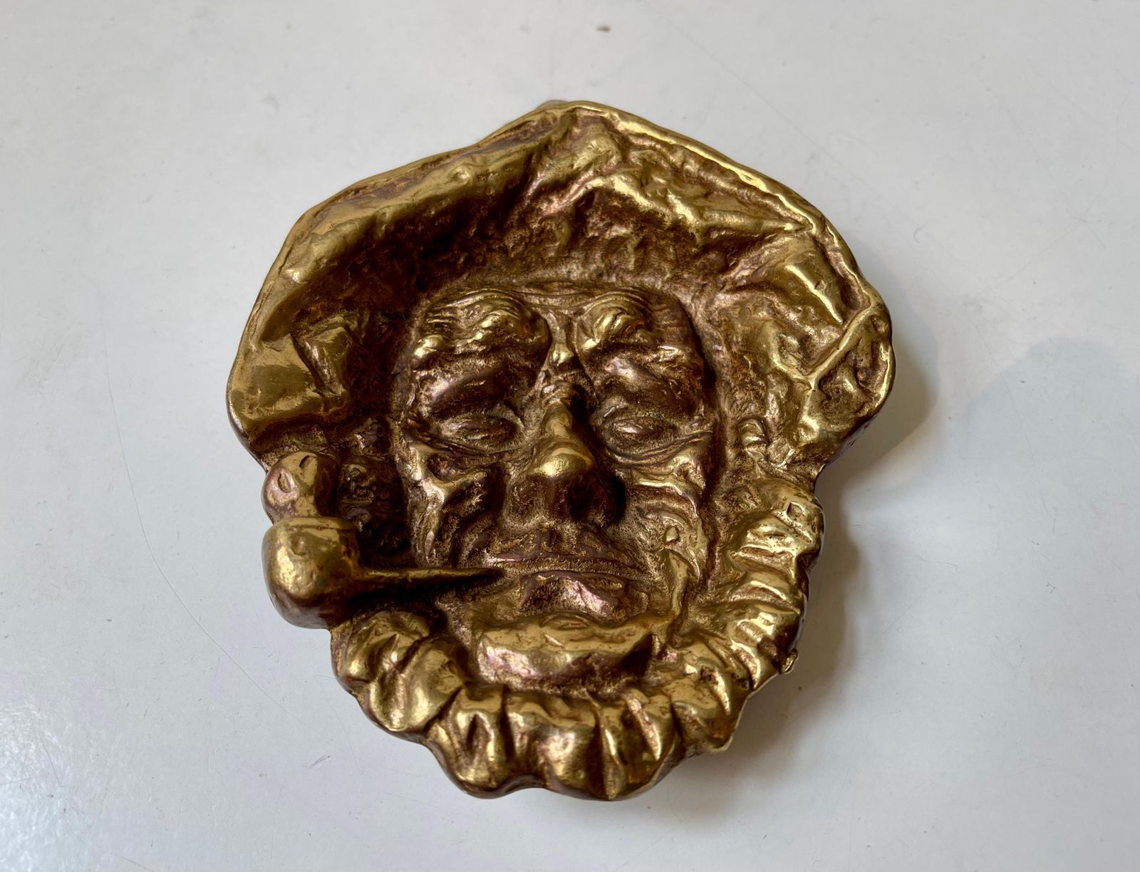 'Miner' Mike Keeler 'The Old Man And The Sea' Ashtray In Brass, Signed, 1967 photo for sale