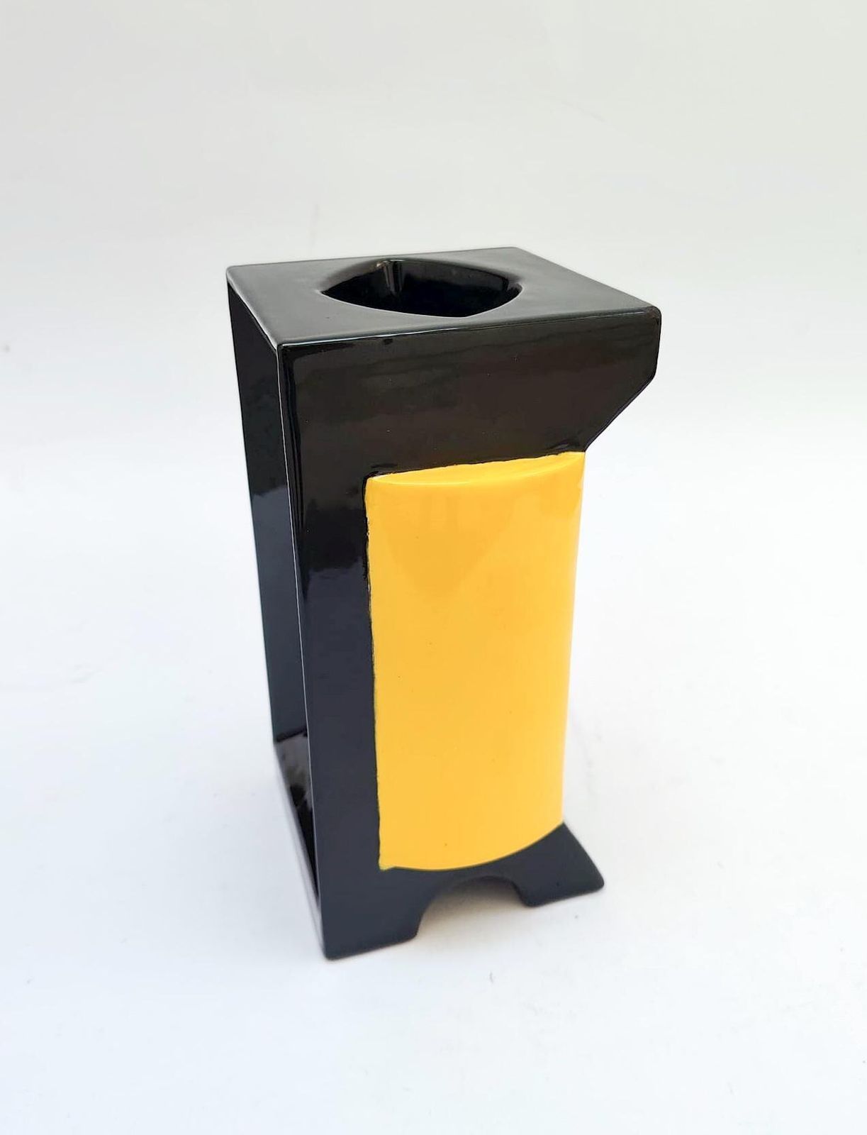 Lesa Ceramiche Totem Yellow Black Vintage Pop Art Space Age Design Ceramic Vase photo furniture