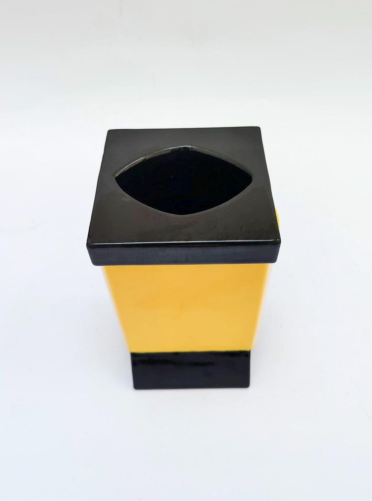 Lesa Ceramiche Totem Yellow Black Vintage Pop Art Space Age Design Ceramic Vase photo 183.0