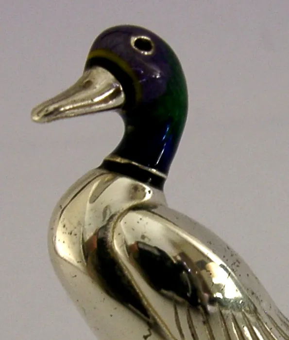 Zilveren Emaille Eend Figuur in Sterling Zilver 2001 Saturno