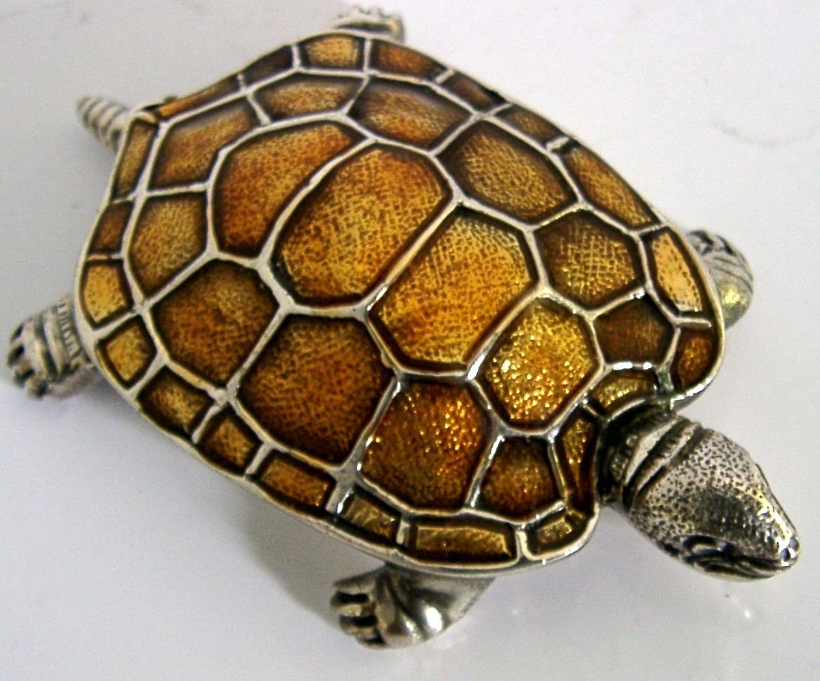 Figurine animale tortue en argent massif et émail, Saturno, Italie, 1979, 52 g photo furniture