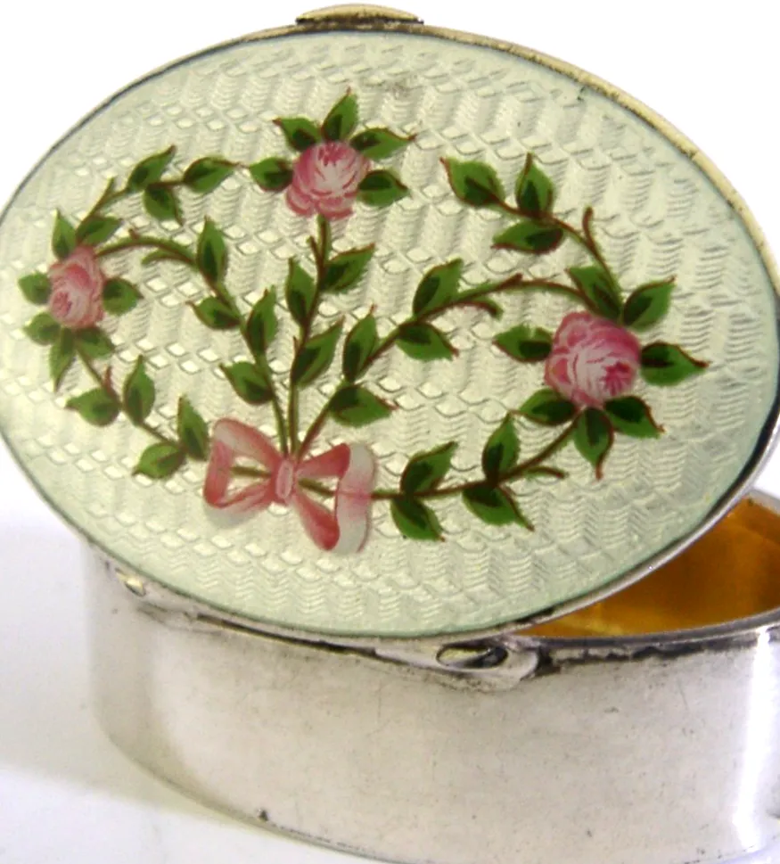Stunning Sterling Silver Enamel Box 1911 Antique photo furniture