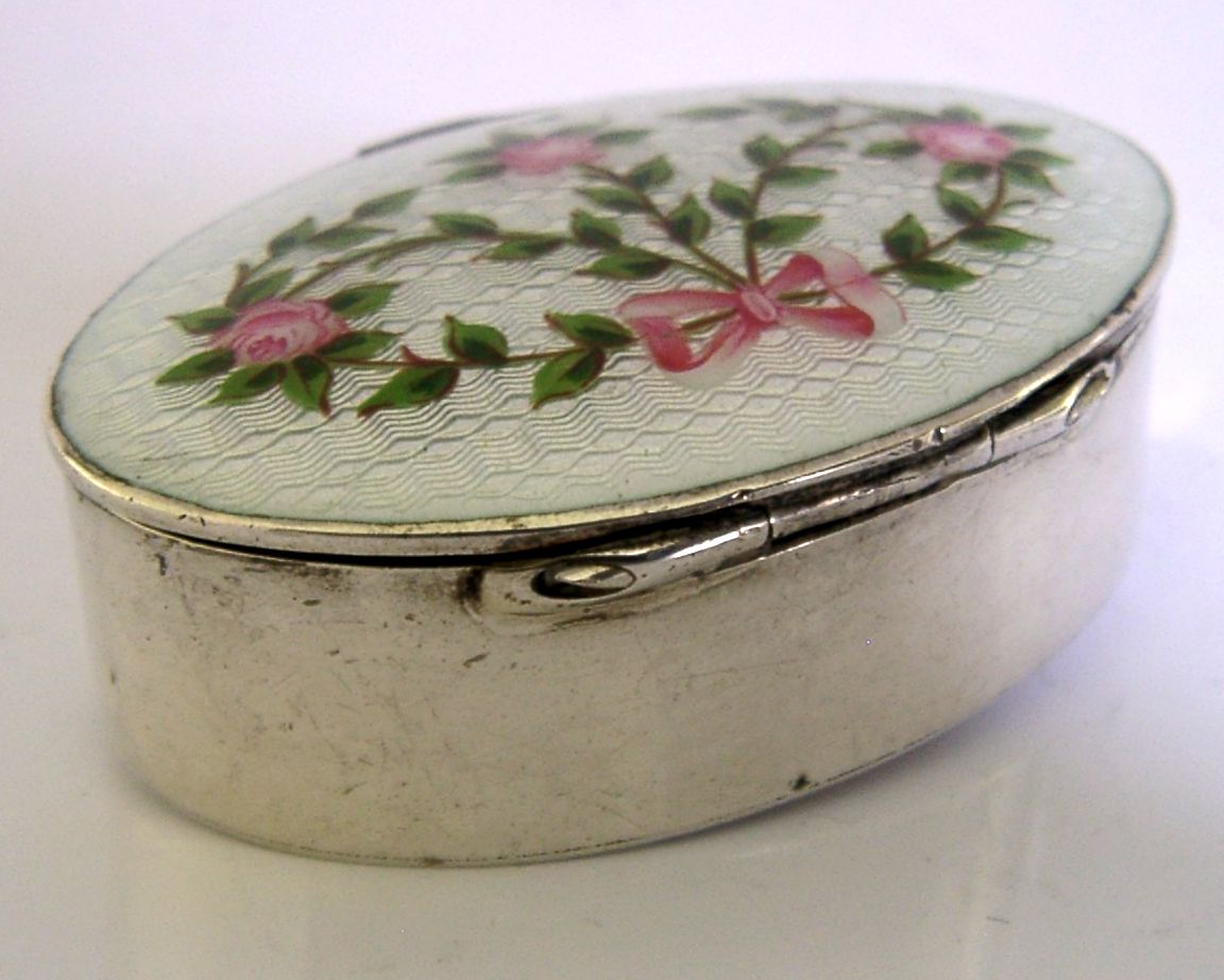 Stunning Sterling Silver Enamel Box 1911 Antique photo 195.0