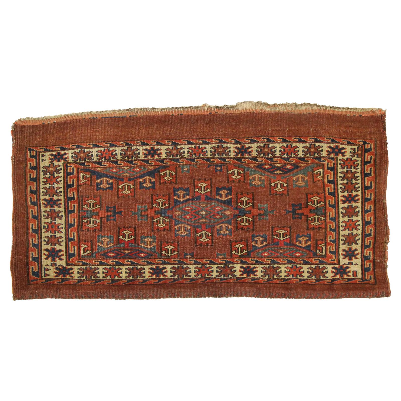 Handwoven Chuval Antique Turkmen Rug Traditional Rust Wool Area Rug
