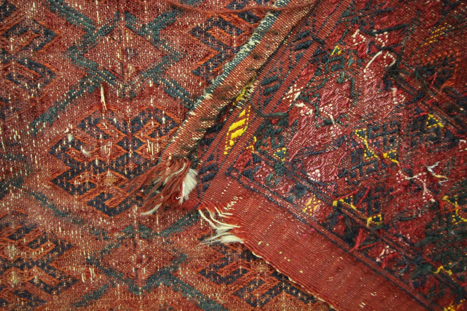 Red Blue Antique Wool Rug Handwoven Oriental Geometric Area Rug photo 666.0