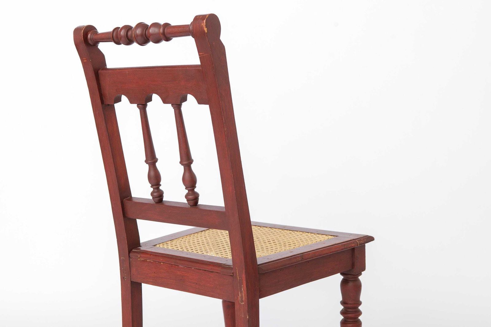 Vintage Belgian Turned Chair | 1940s Wooden Chair With New Rattan Seat photo vintage