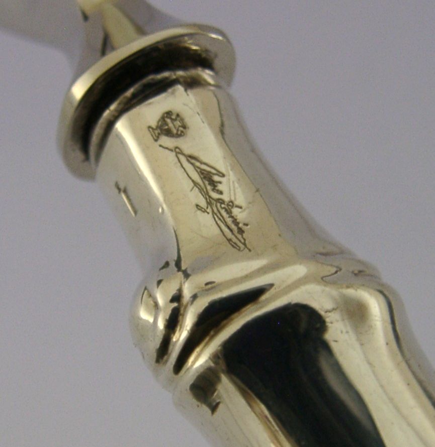 Décapsuleur à manche en argent massif sterling, poinçonné 925, designer italien, vers 1980, 54 g photo vinterior