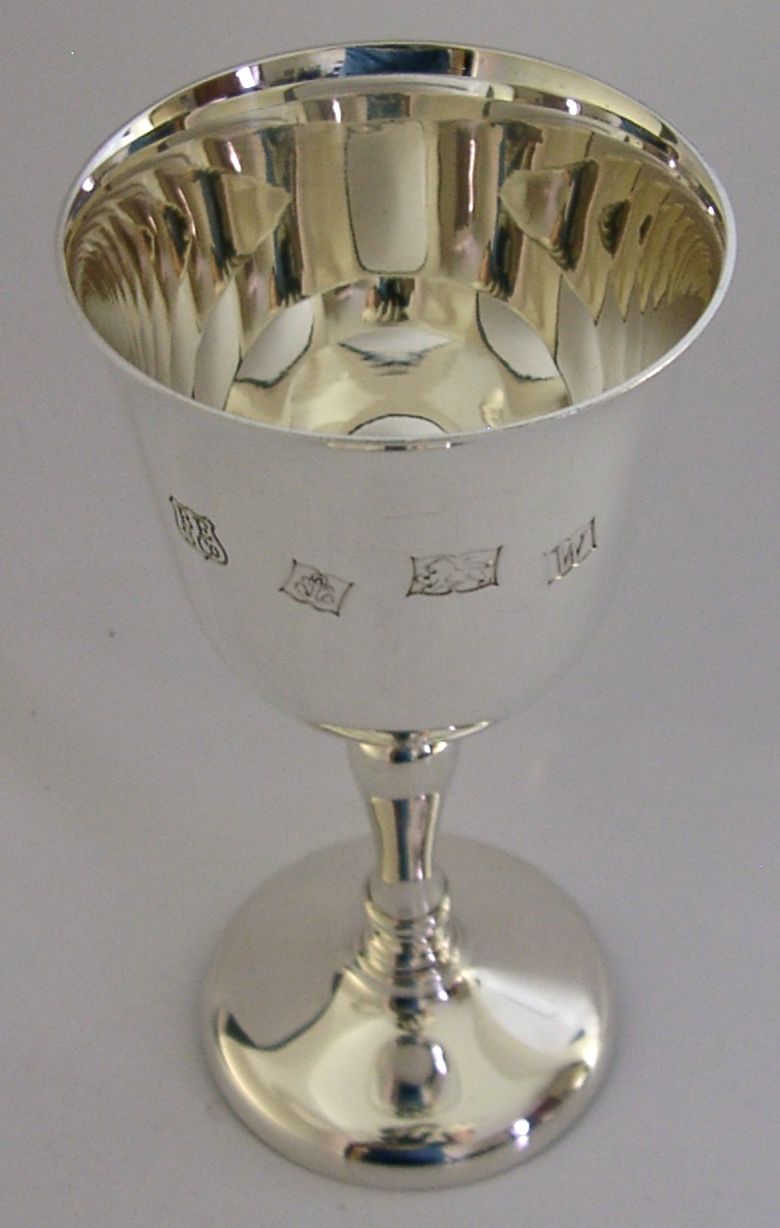 Sterling Silver Wine Goblet Chalice Cup 1971 Barware 128g English photo Home Decor
