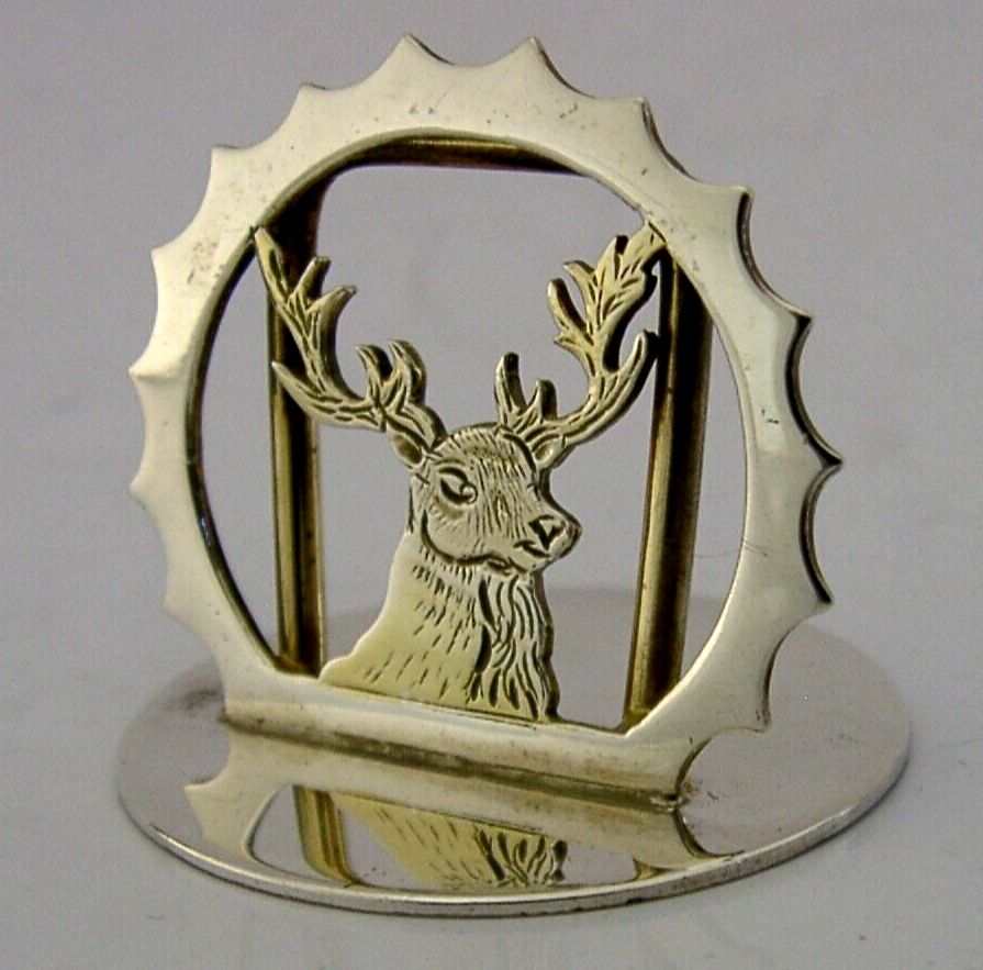 Porte-menu en argent sterling anglais, cerf, chasse, 1989 photo furniture