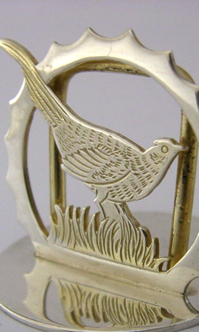 English Sterling Silver Pheasant Bird Menu Holder 1989 Hunting photo Home Decor