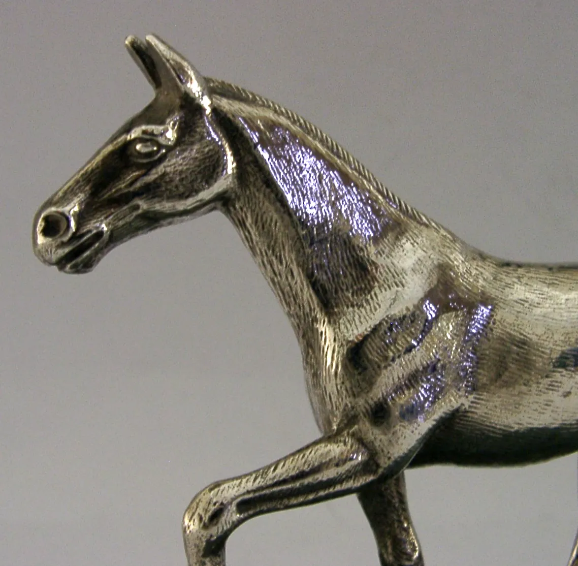 Kwaliteit sterling zilveren paard bureau schoorsteenmantel figuur standbeeld rijden 1978 jacht 934g photo for sale