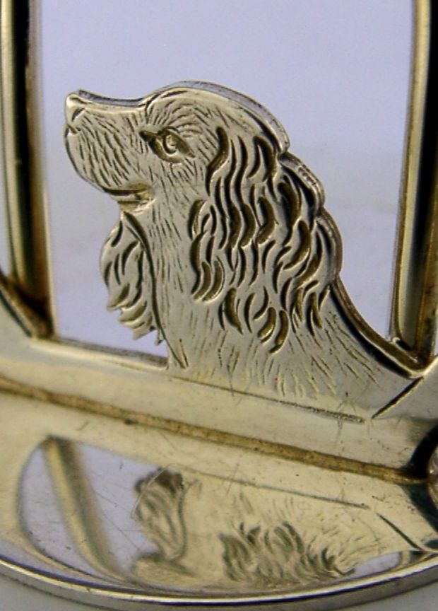 Porte-menu Asprey en argent massif sterling, épagneul, 1992