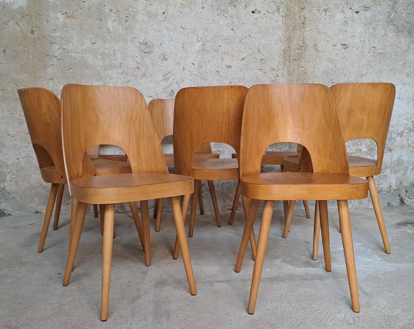 Chaises Ton 515 par Oswald Haerdtl, mid-century tchèques, années 1960, lot de 8 photo 1250.0