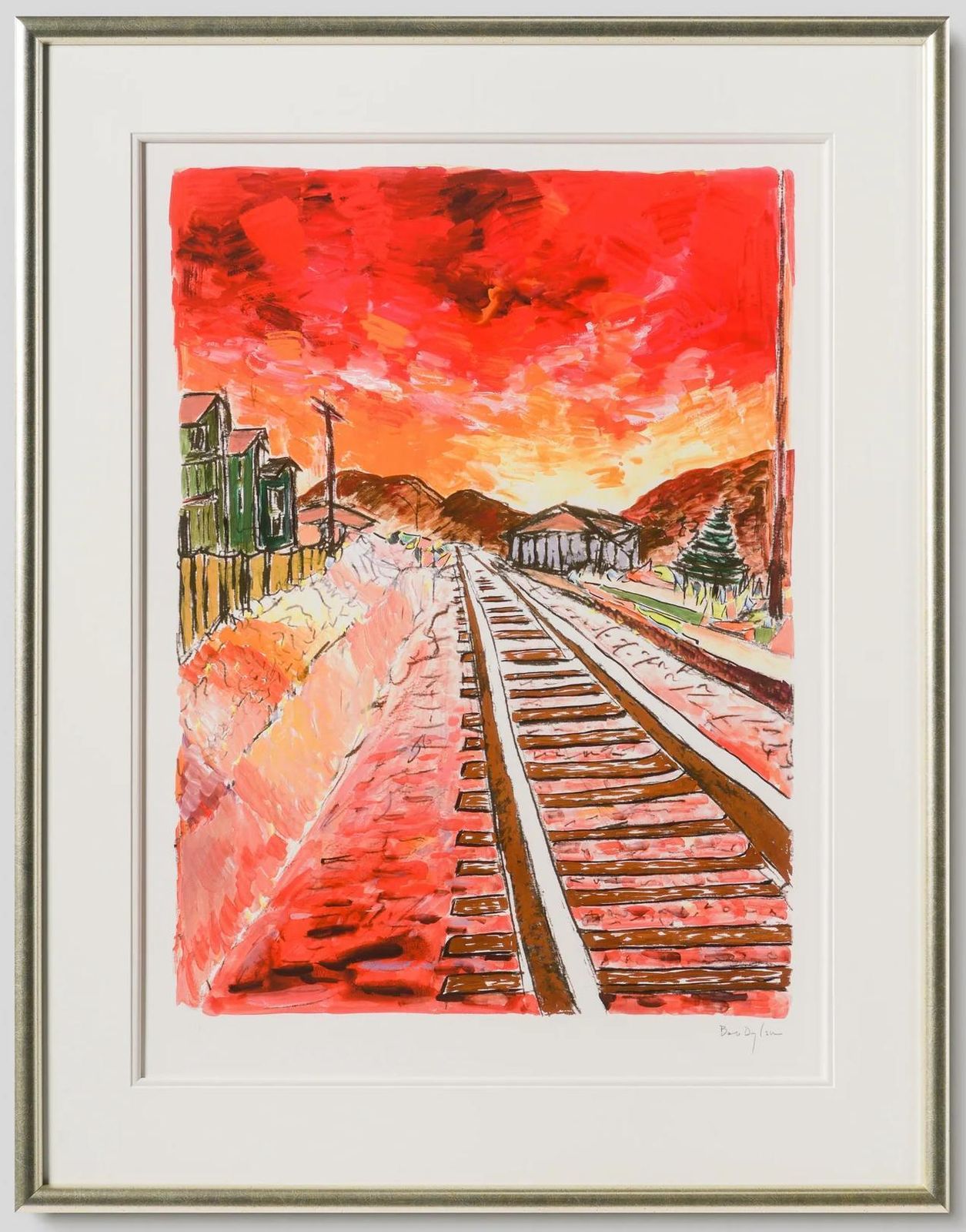 Train Tracks, Rood, Giclee Print, Gesigneerd, Oplage van 295, 2020