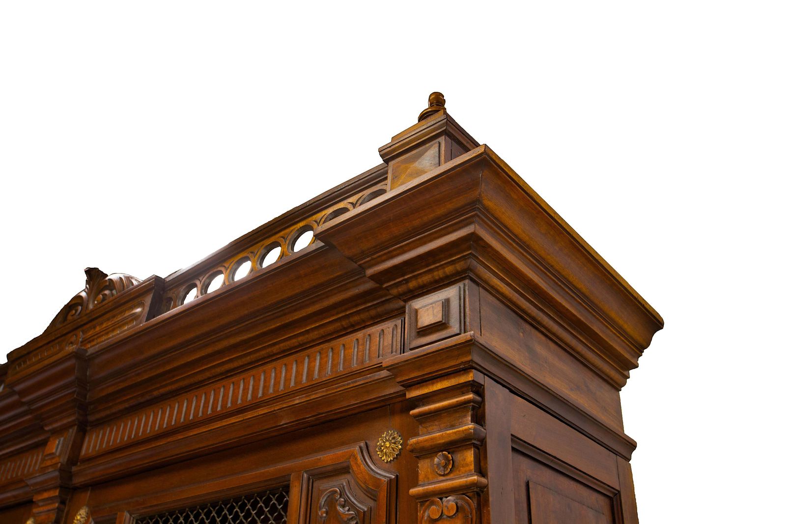 French Louis XVI Style Exotic Wood Wire Mesh Book Case Armoire C. 1890 photo vinterior