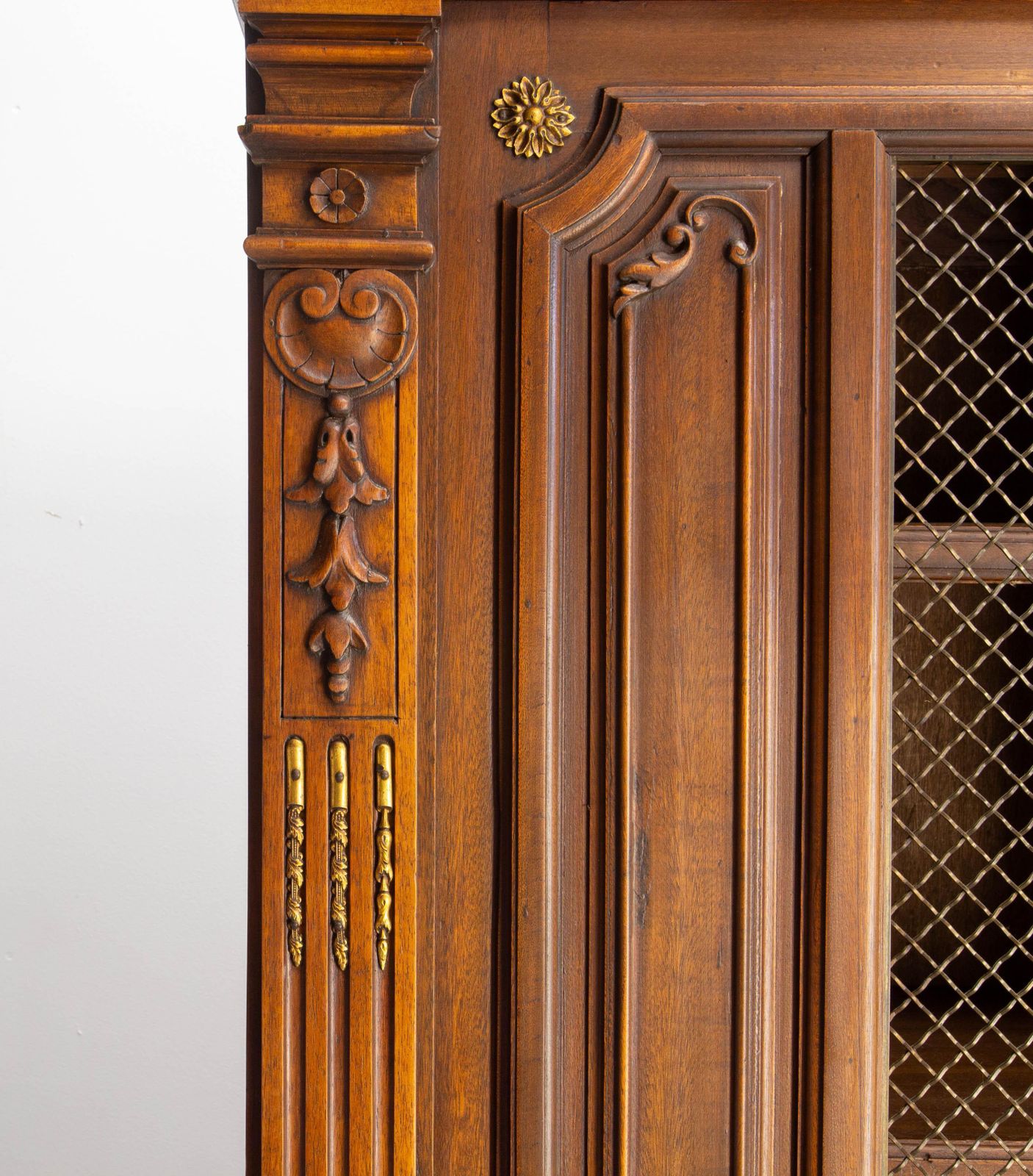 French Louis XVI Style Exotic Wood Wire Mesh Book Case Armoire C. 1890 photo buy
