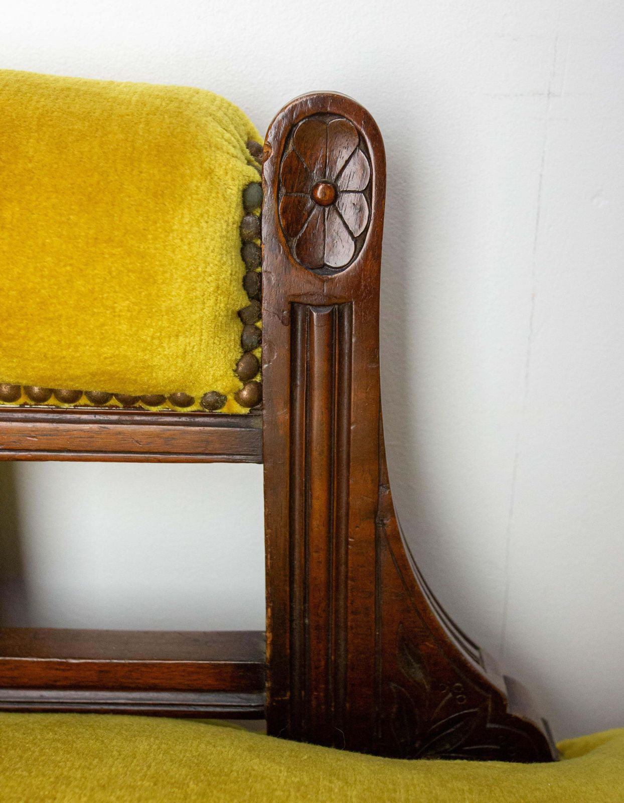 French Restauration Bench Seat Wood Sofa Banquette Fabric Of Your Choise 19th C photo vintage
