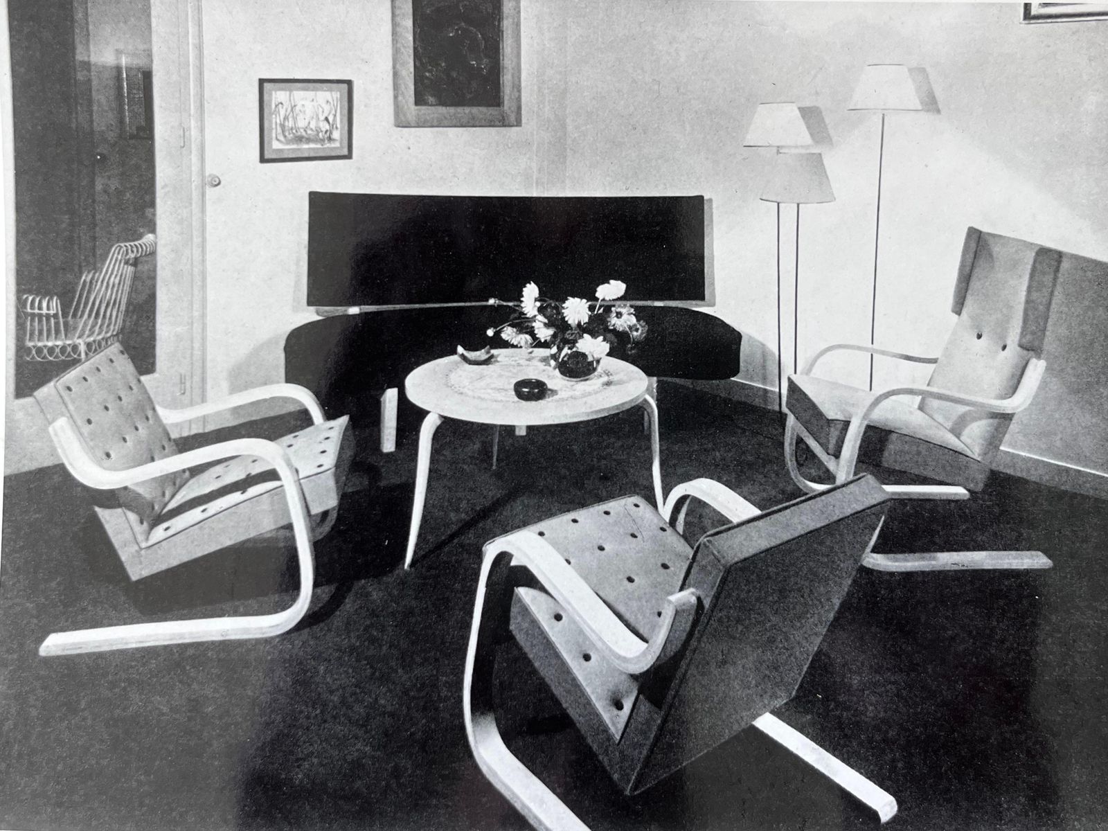 Photographie d'intérieur originale, Bruno Mathsson, Alvar Aalto, Stylclair, 1951 photo Art