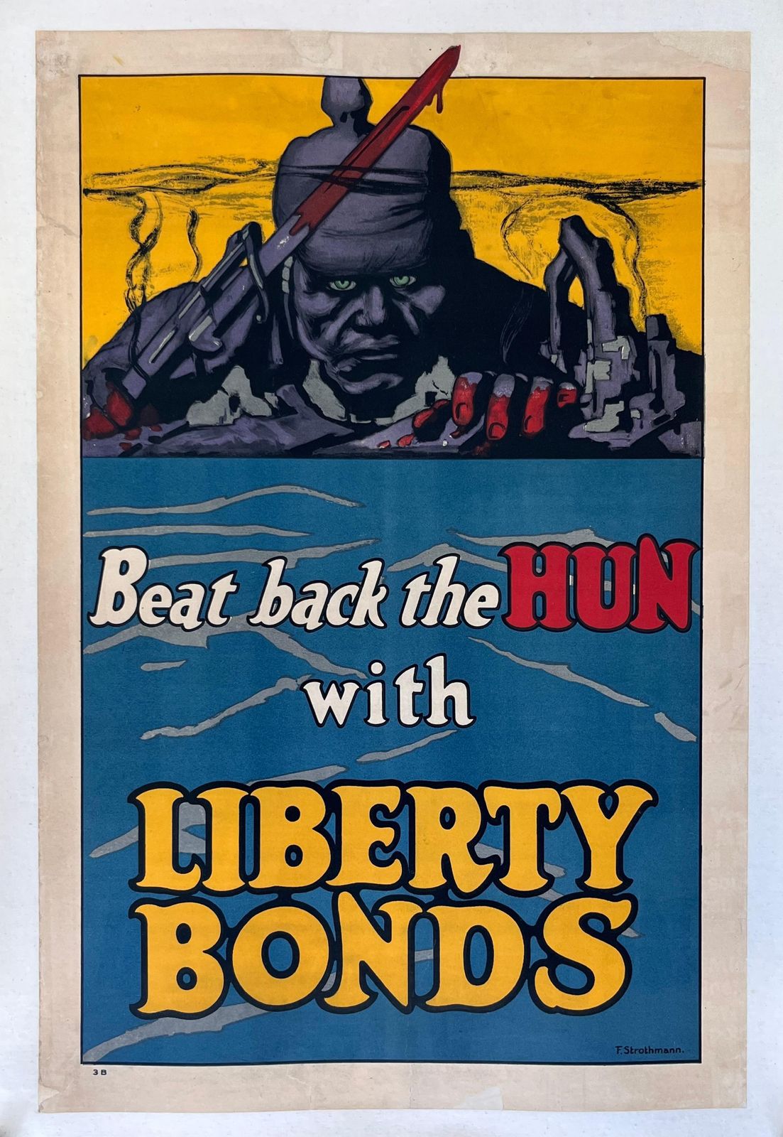 photo furniture Ww1 Original Poster Beat Back The Hun With Liberty Bonds By Frederick Strothmann