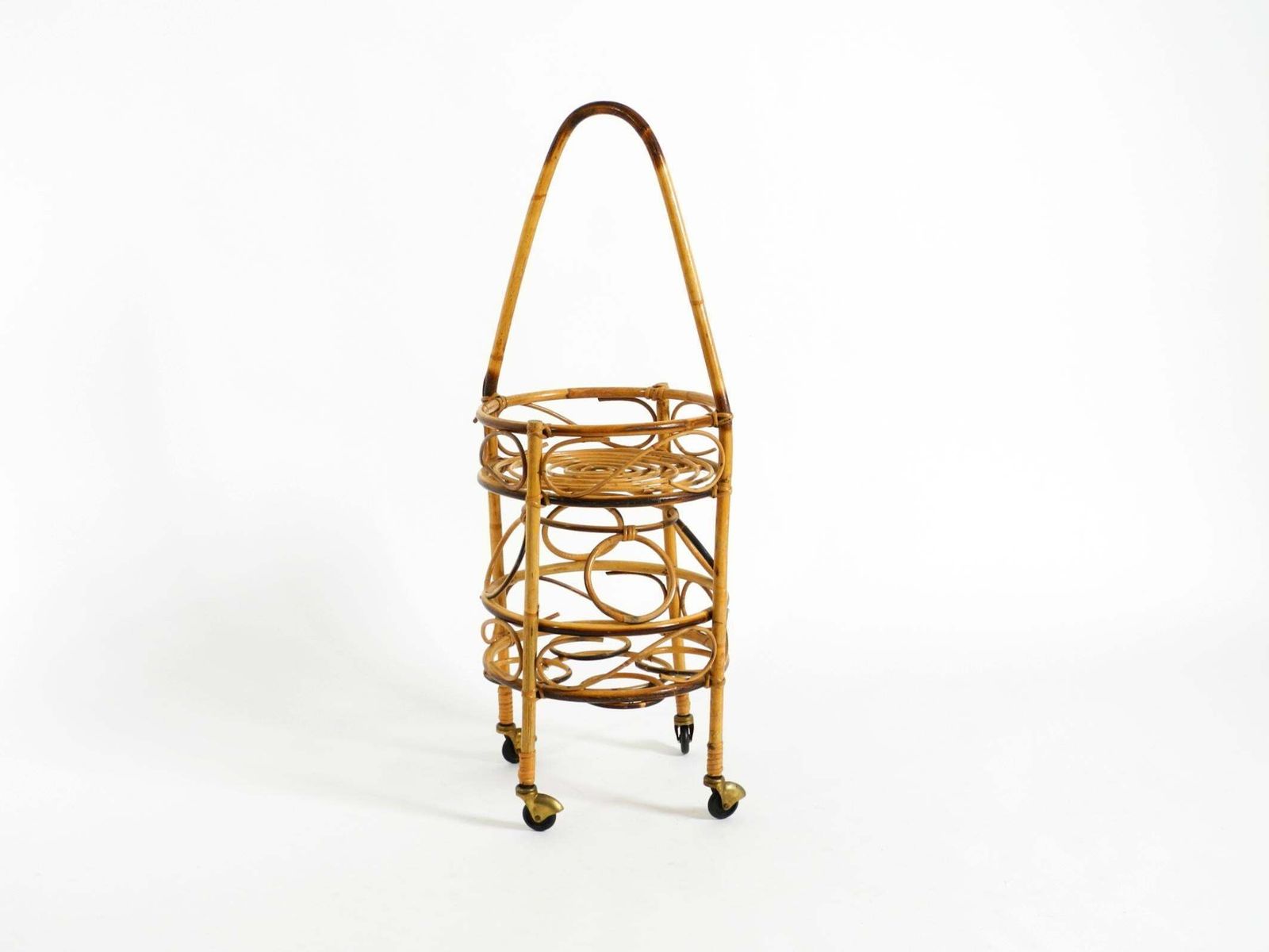 Beautiful Italian Mid Century Bar And Serving Trolley Made Of Bamboo With Wheels photo furniture