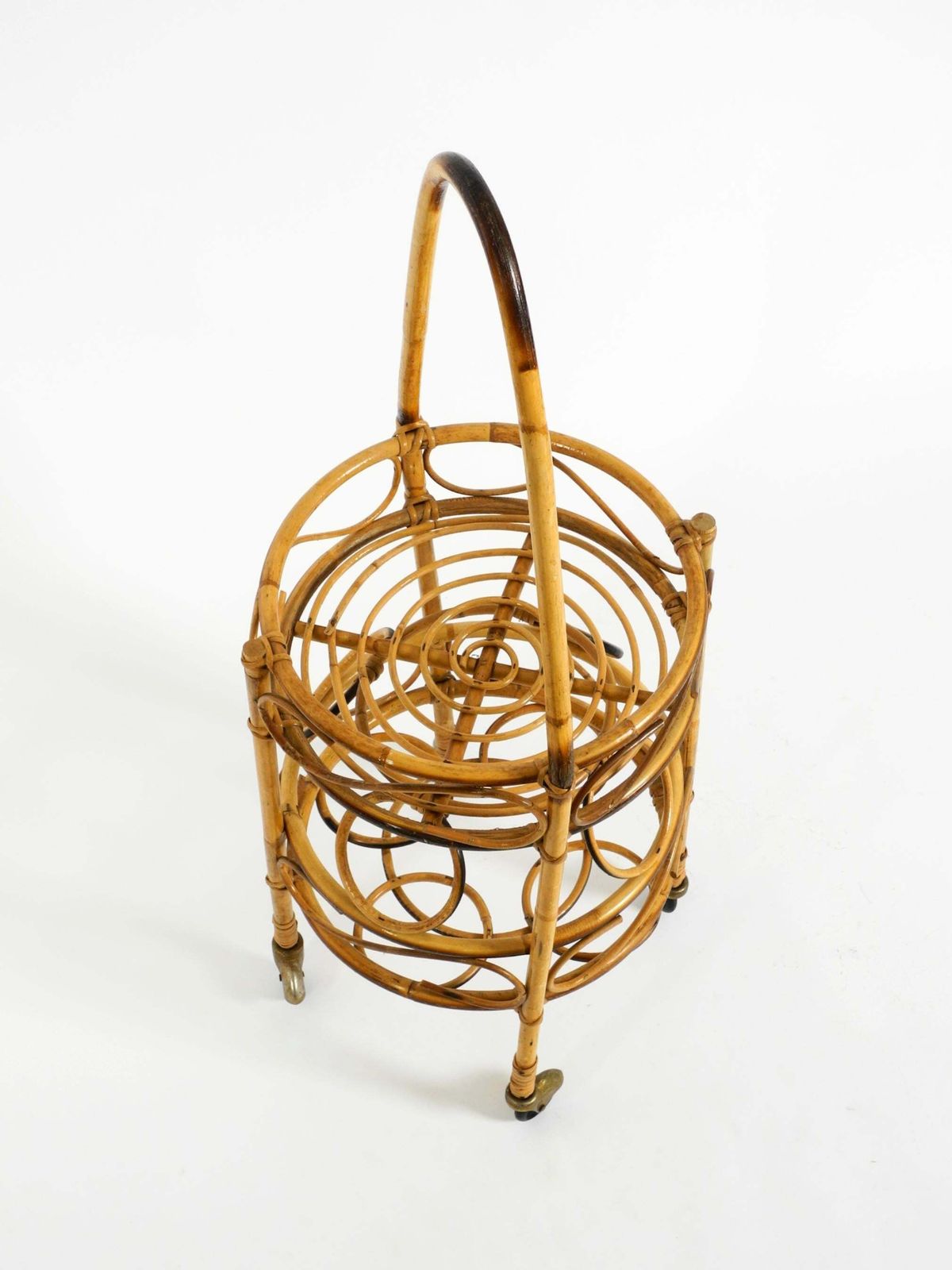 Italiaanse Mid-Century Bamboebar en Serveertrolley op Wielen photo buy