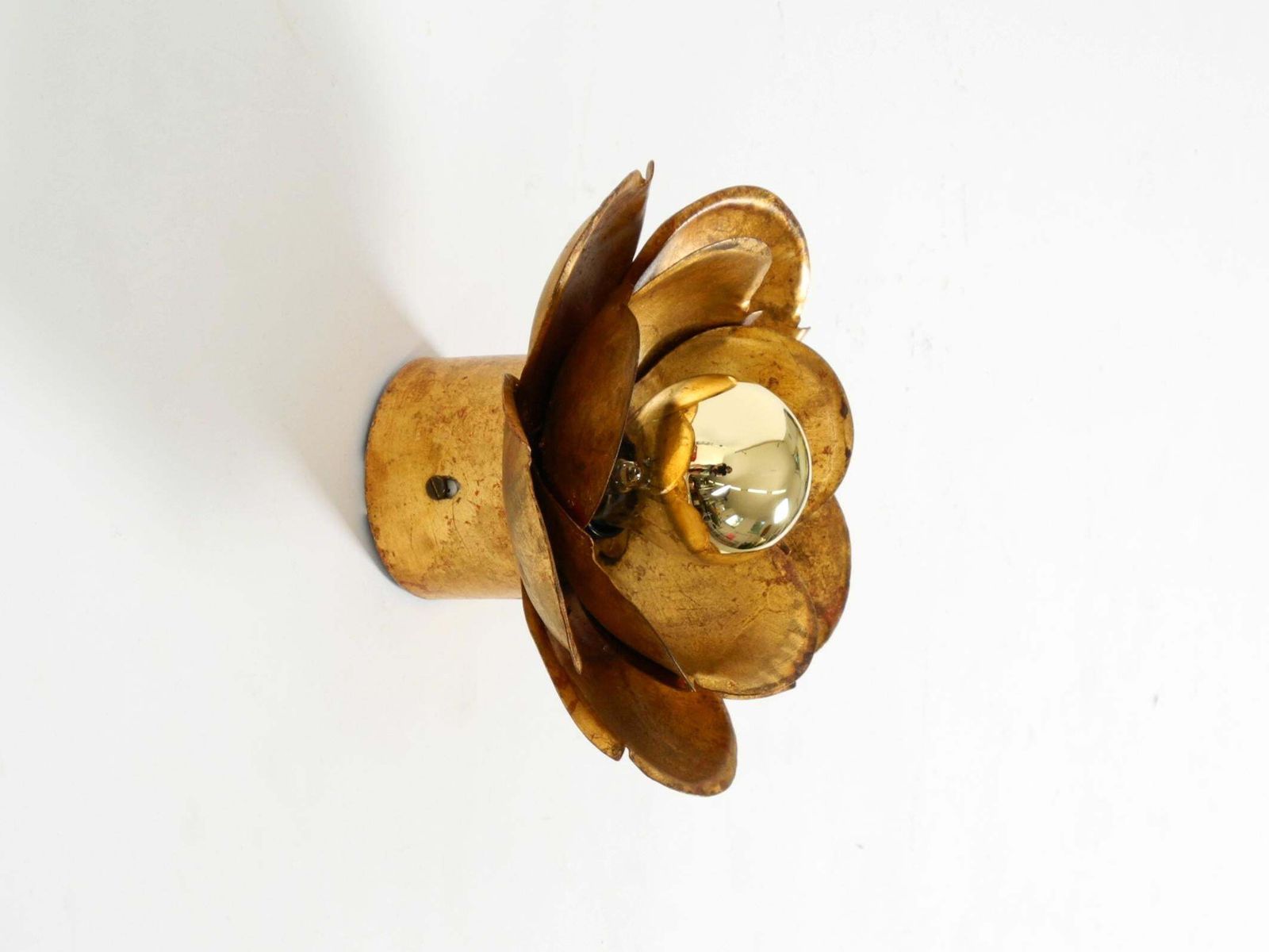 photo furniture Beautiful, Large Gilded Wall Lamp, "Water Lily" Italy, 1960s