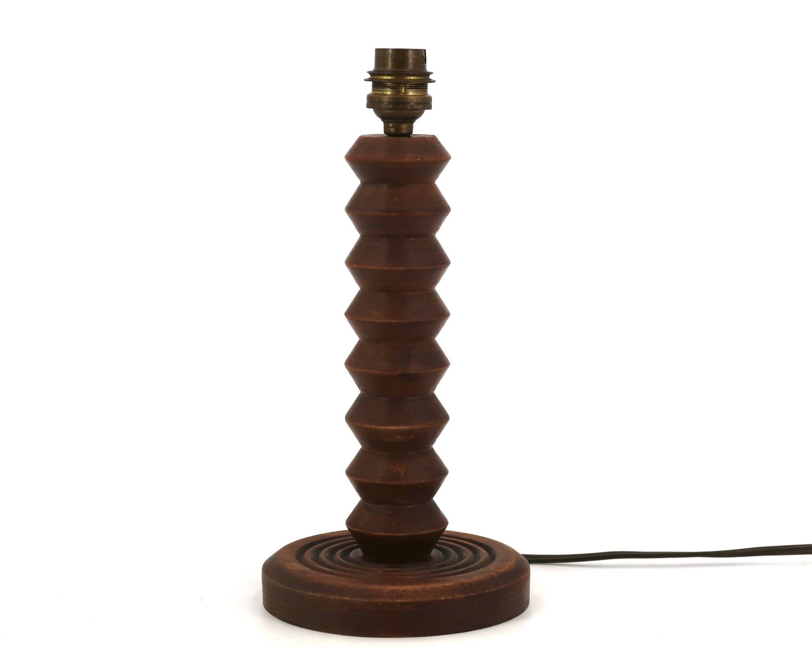 Donkerhouten kolomlamp van Charles Dudouyt, Brancusi-stijl, ca. jaren 1940.