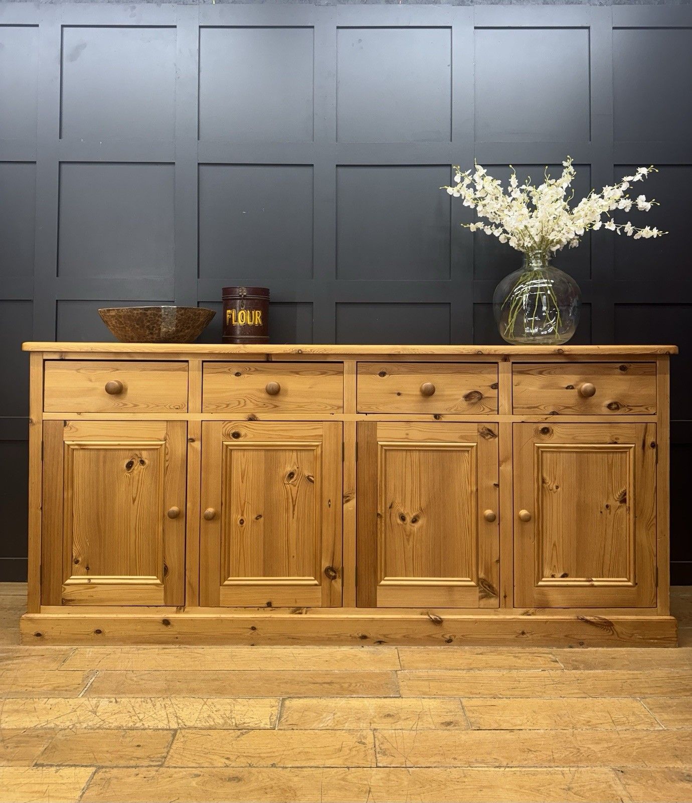 Large Solid Pine Kitchen Sideboard 4 Door 4 Drawer Rustic Farmhouse