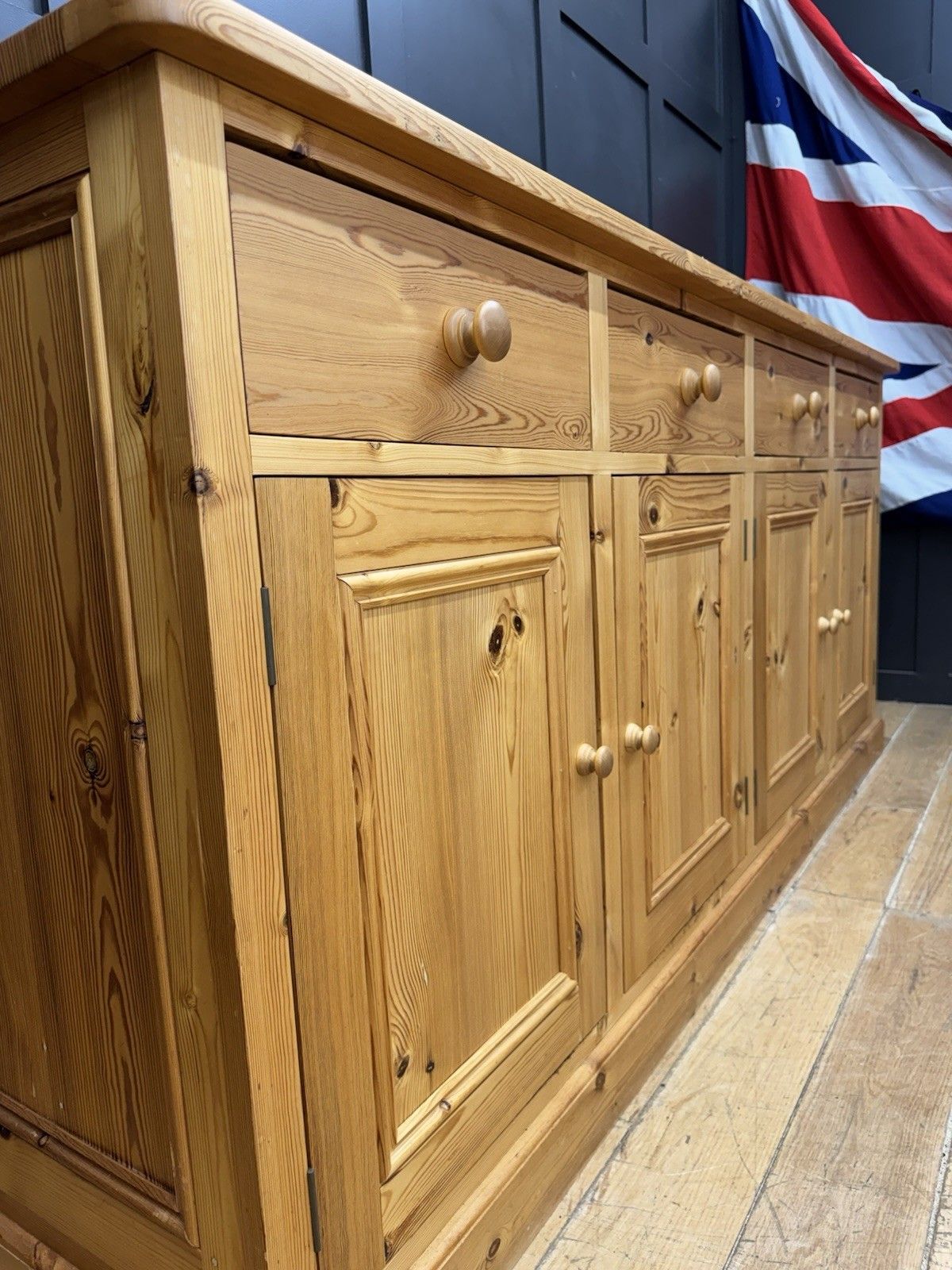 Large Solid Pine Kitchen Sideboard 4 Door 4 Drawer Rustic Farmhouse photo 695.0