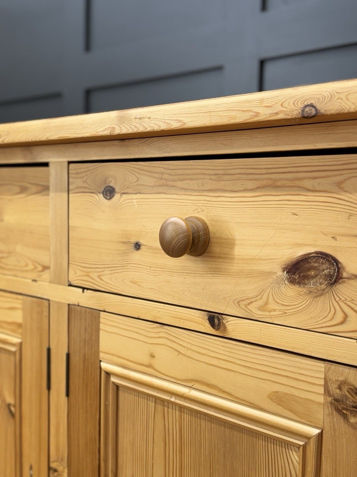 Furniture Large Solid Pine Kitchen Sideboard 4 Door 4 Drawer Rustic Farmhouse photo