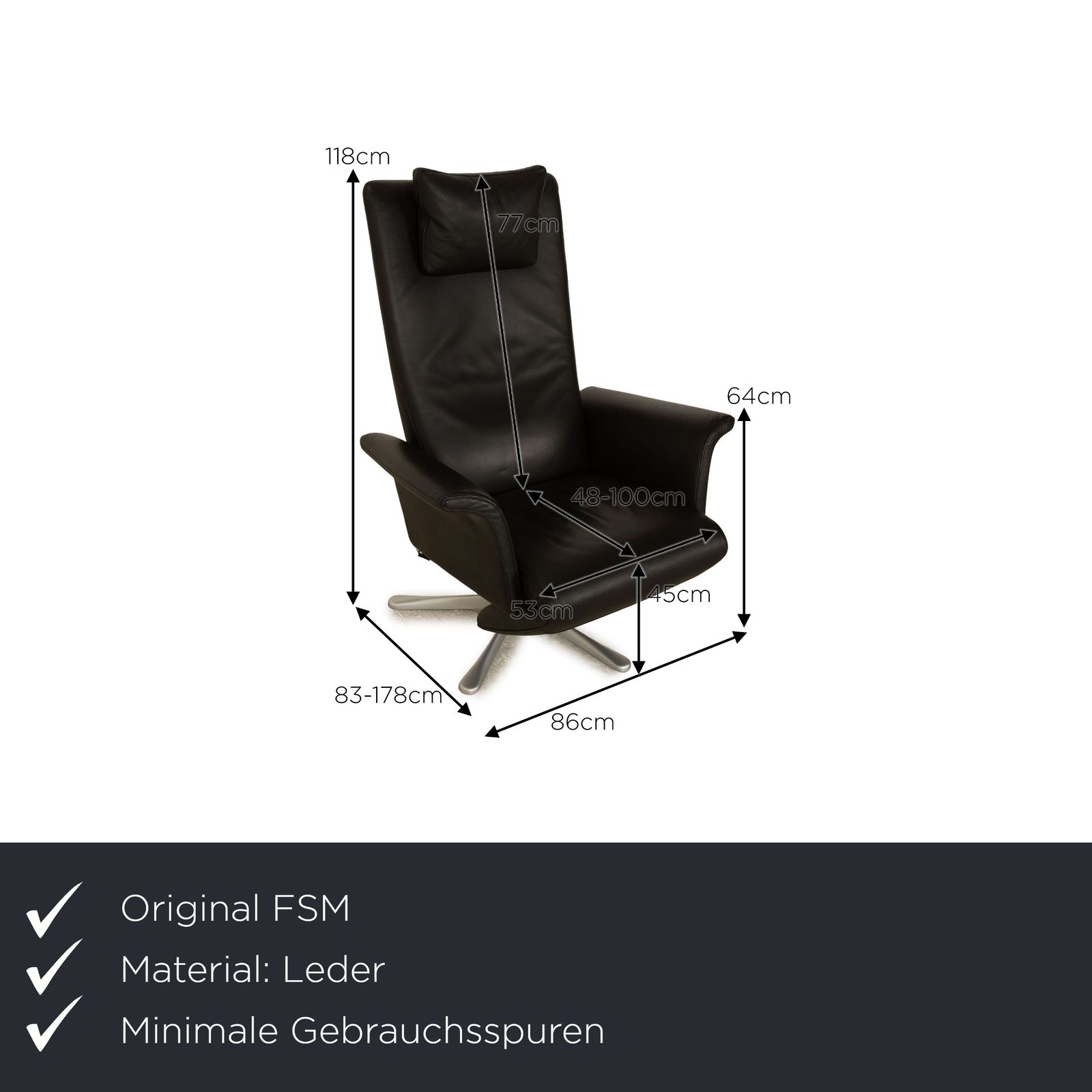 Fsm Filou Leren Fauteuil Zwart Large photo furniture