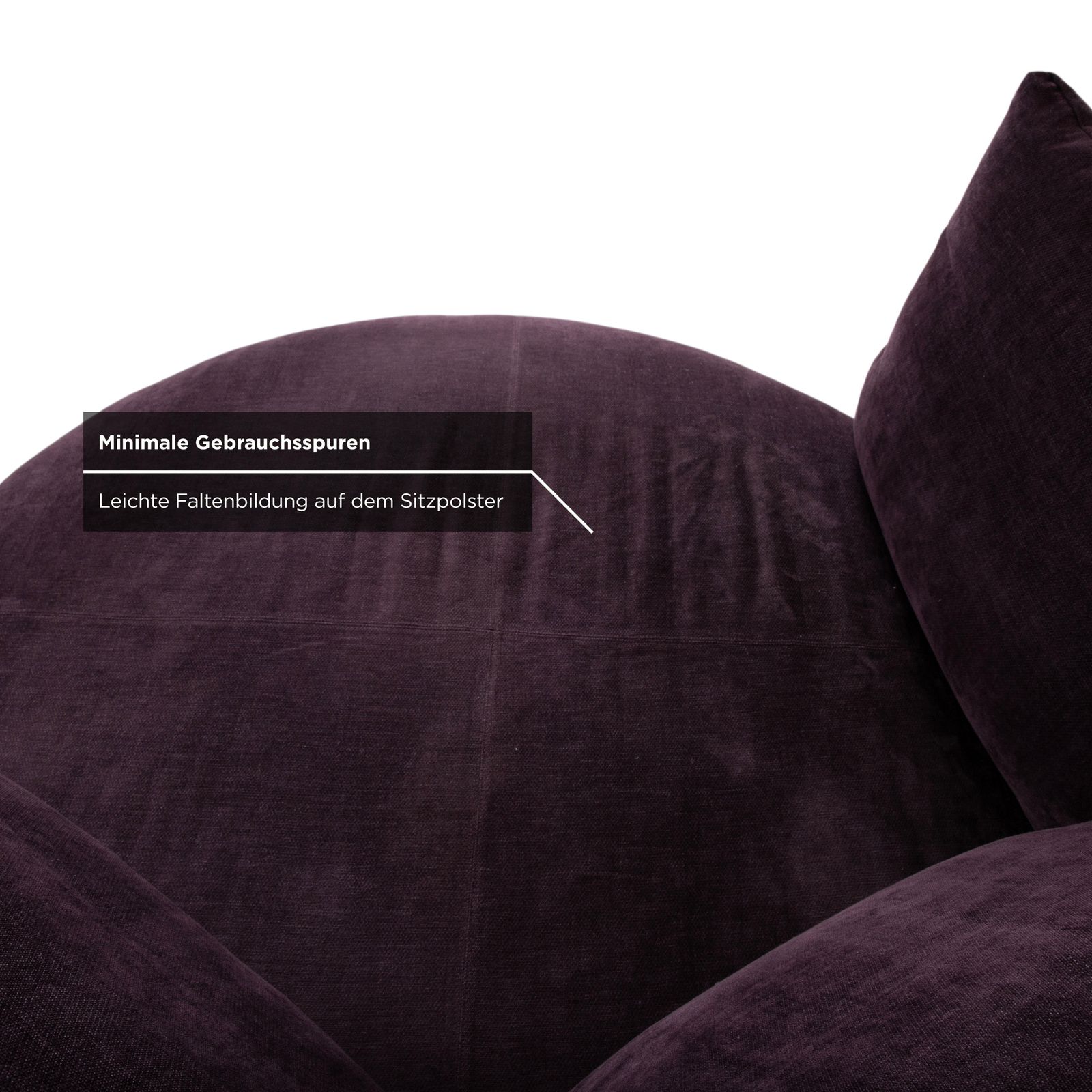 photo for sale Poltrona Frau Scarlett Fabric Two Seater Sofa In Lilac, Aubergine, And Violet With Casters