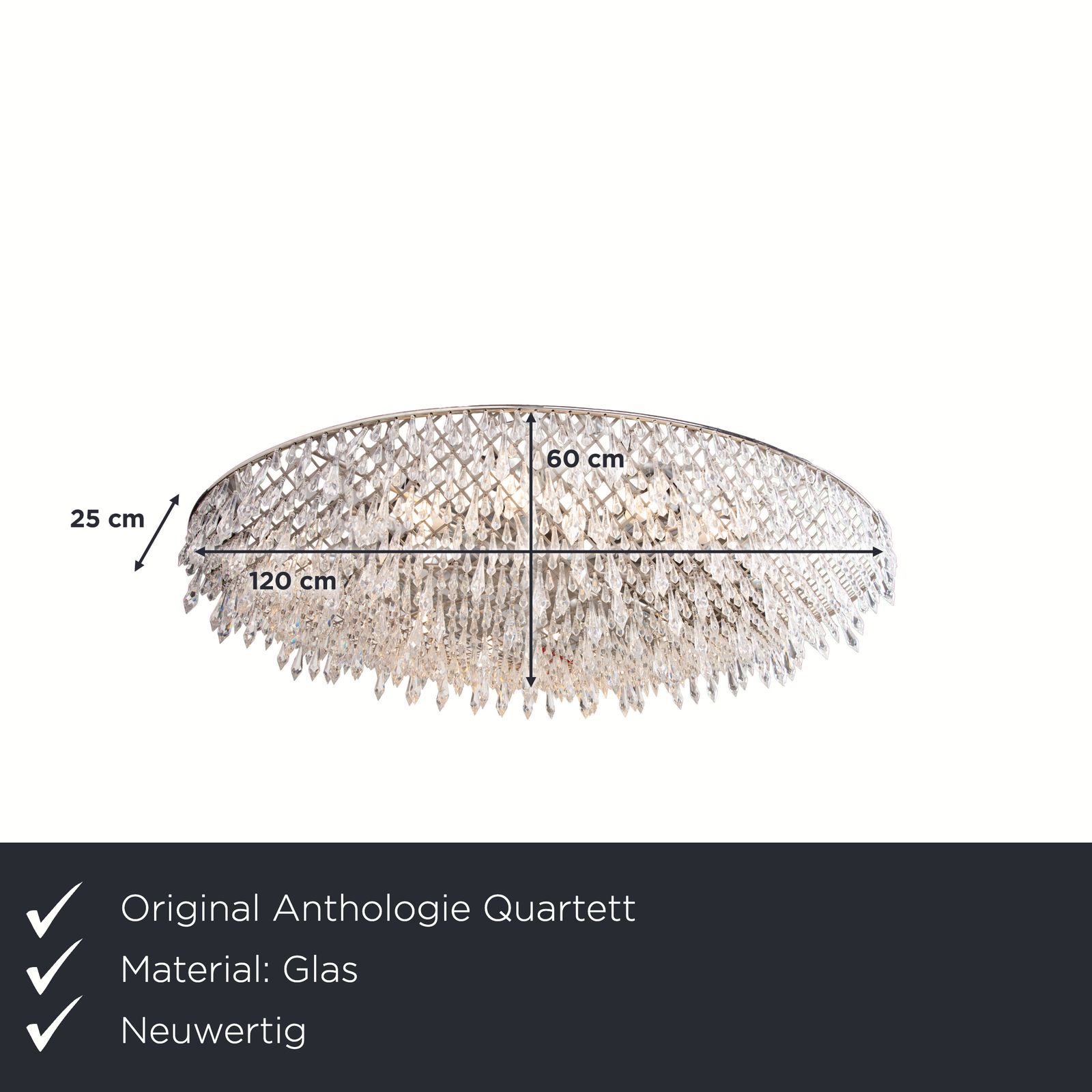 Suspension ovale 120 cm Anthology Quartet Crystal Rain en cristal, par Michael Von Jakubowski & Rainer Krause, salle à manger photo furniture