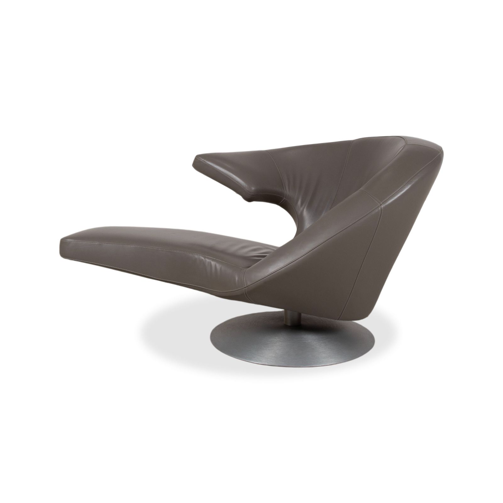 Mobilier Fauteuil pivotant Leolux Parabolica en cuir gris photo