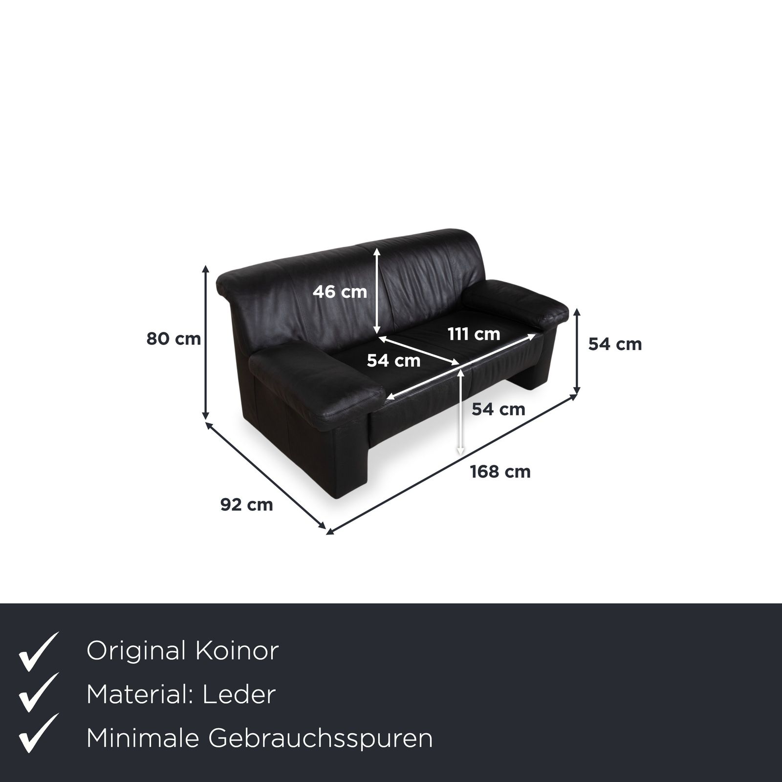 Koinor Leren Tweezitsbank Zwart photo furniture