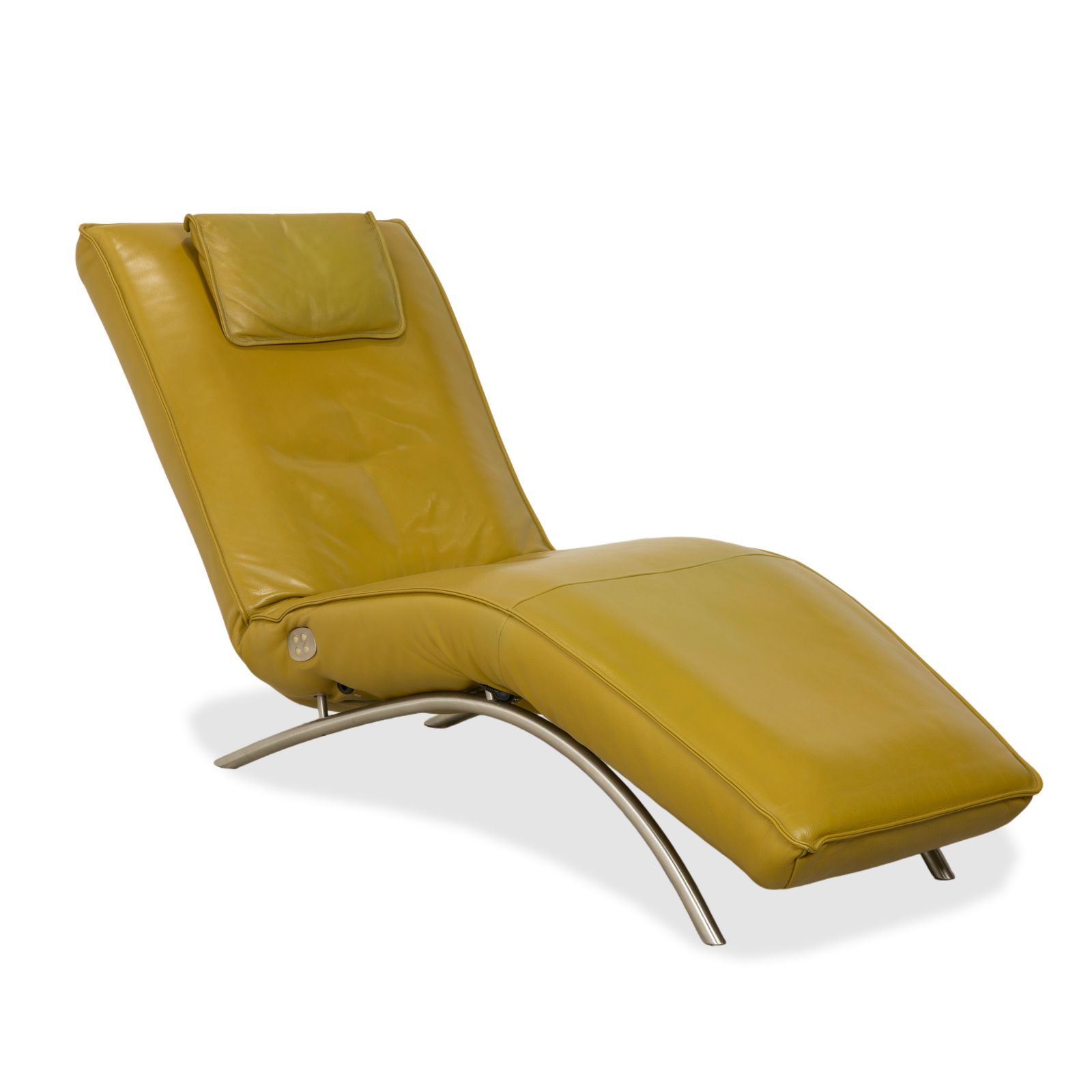 Méridienne Koinor Jonas en cuir jaune-vert, fonction électrique