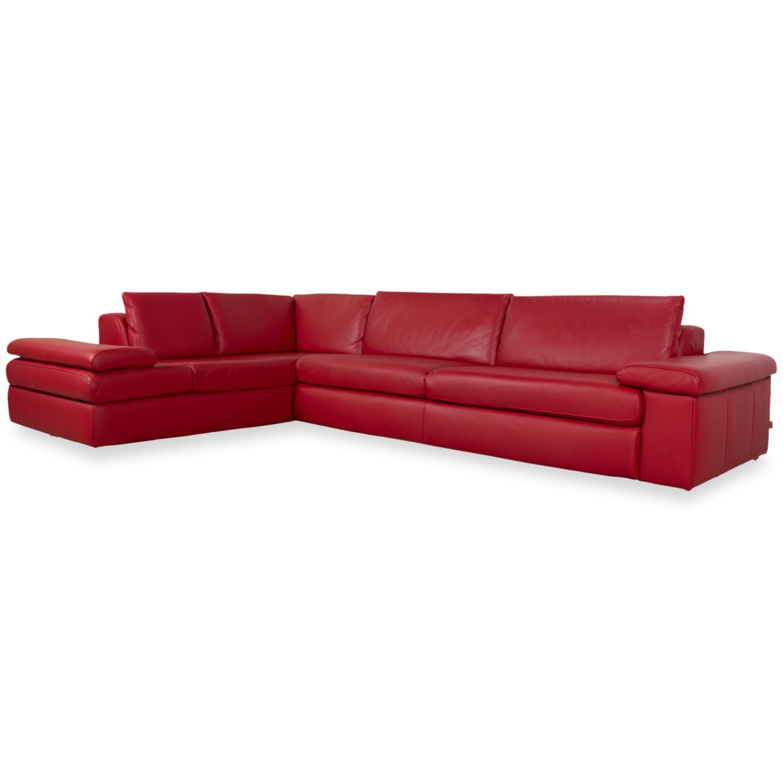 Willi Schillig Leather Corner Sofa Red Manual Function
