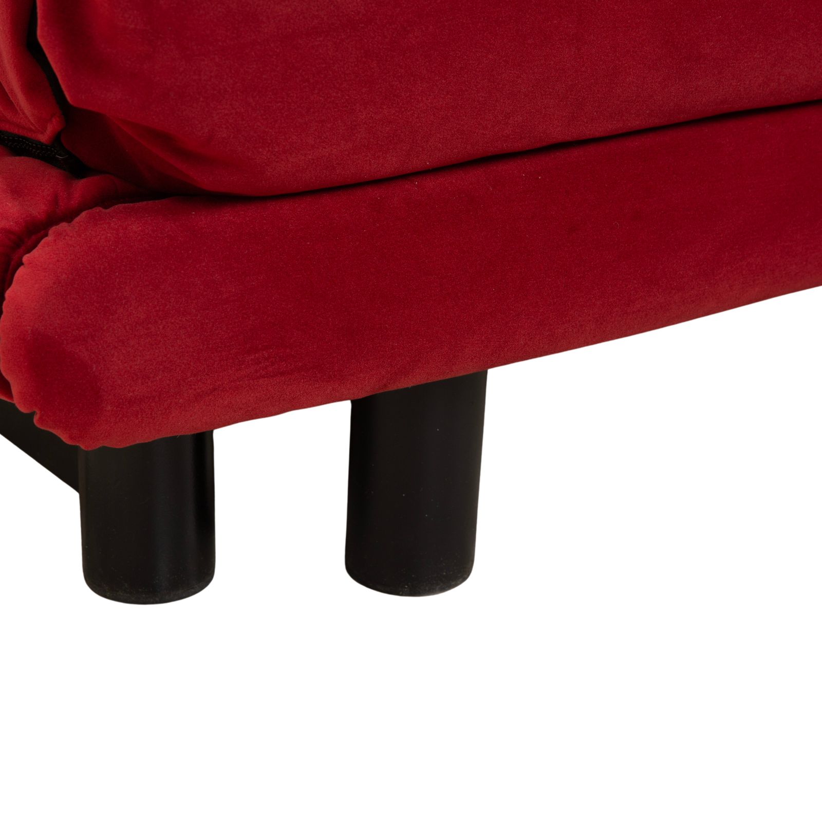 Ligne Roset Multy driezitter, rode stof, zwart frame, manuele slaapfunctie, opnieuw bekleed photo vinterior