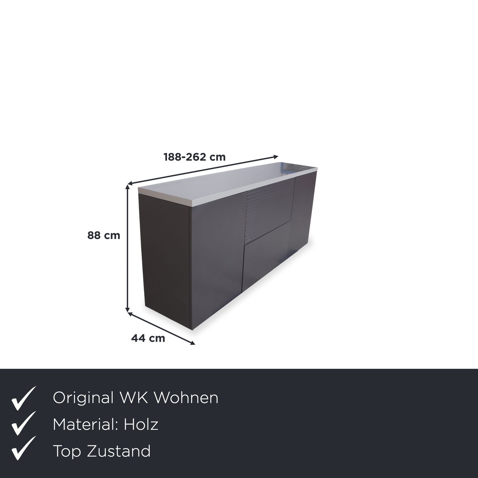 Buffet WK Wohnen en bois anthracite, fonction manuelle photo furniture