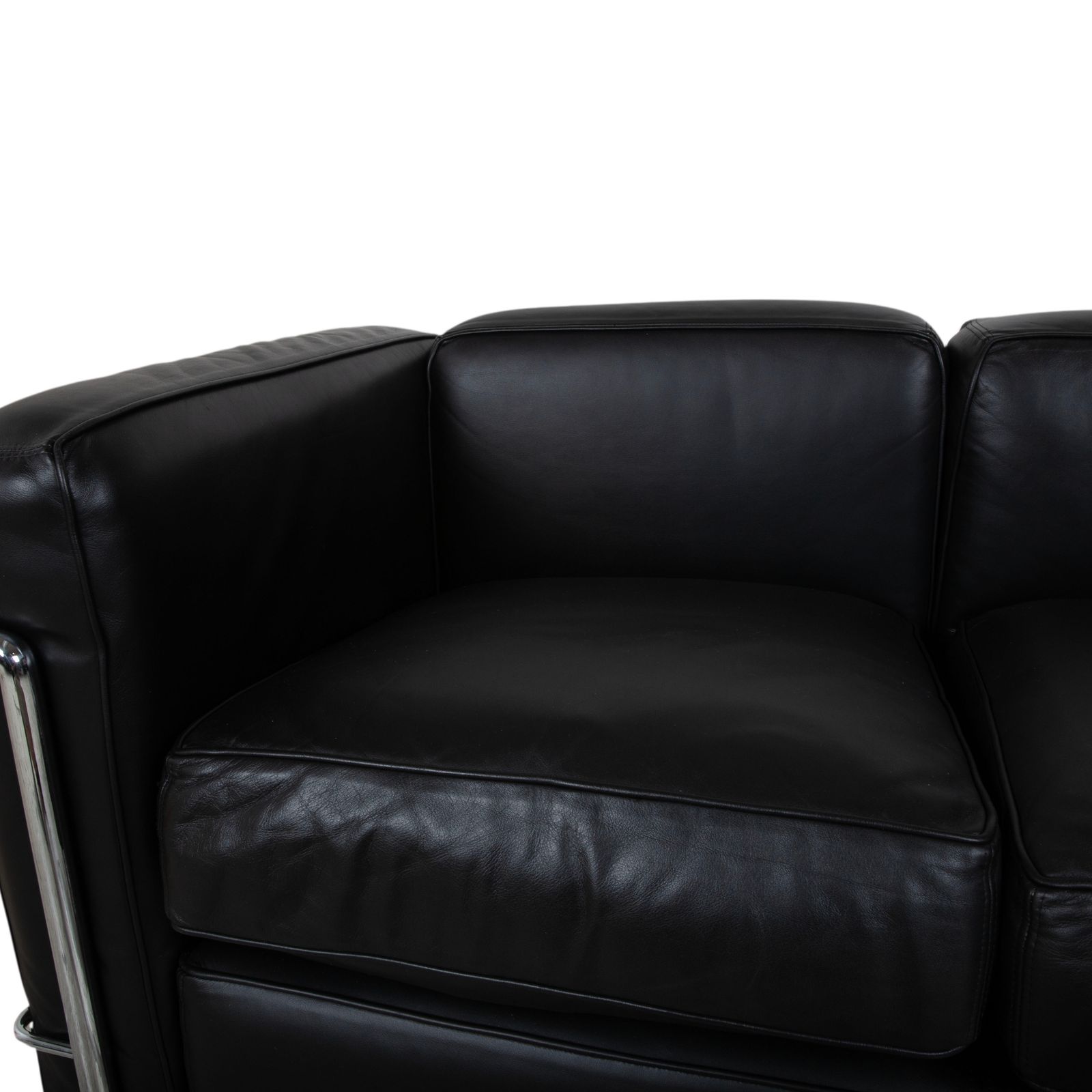 Cassina Le Corbusier Lc 2 Leather Two Seater Black Vintage photo 7042.0