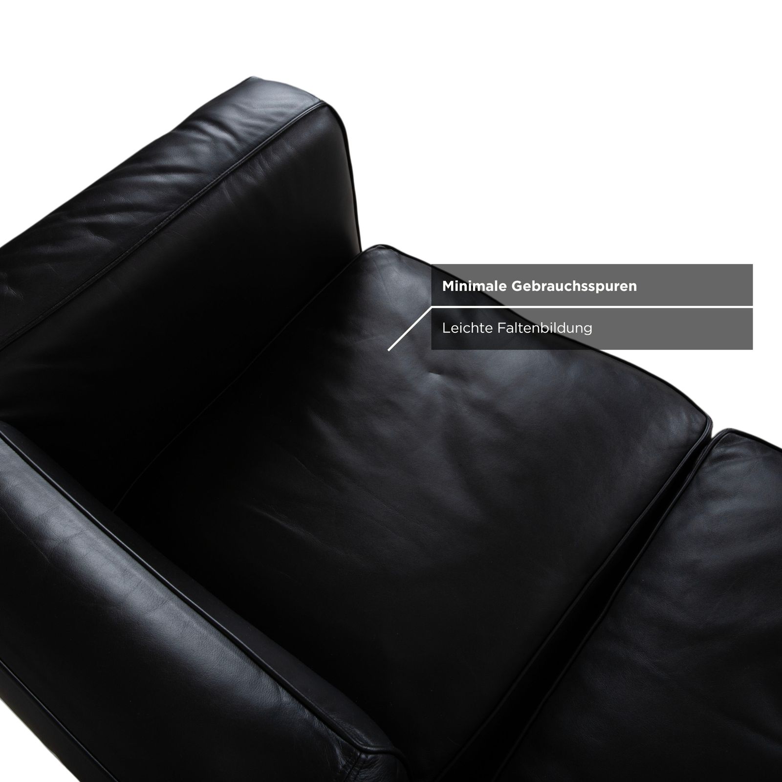 Cassina Le Corbusier Lc 2 Leather Two Seater Black Vintage photo buy
