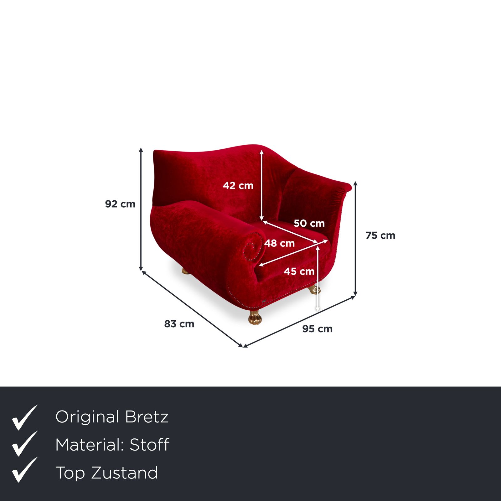 Fauteuil Bretz Gaudi en velours rouge photo furniture