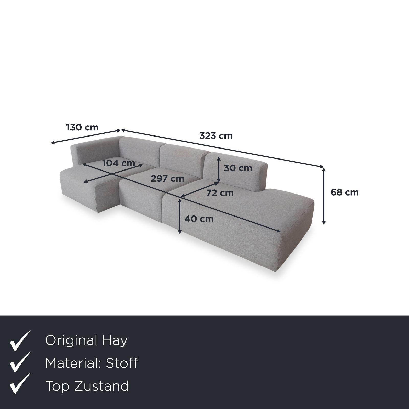 Hay Mags Fabric Corner Sofa Grey photo furniture