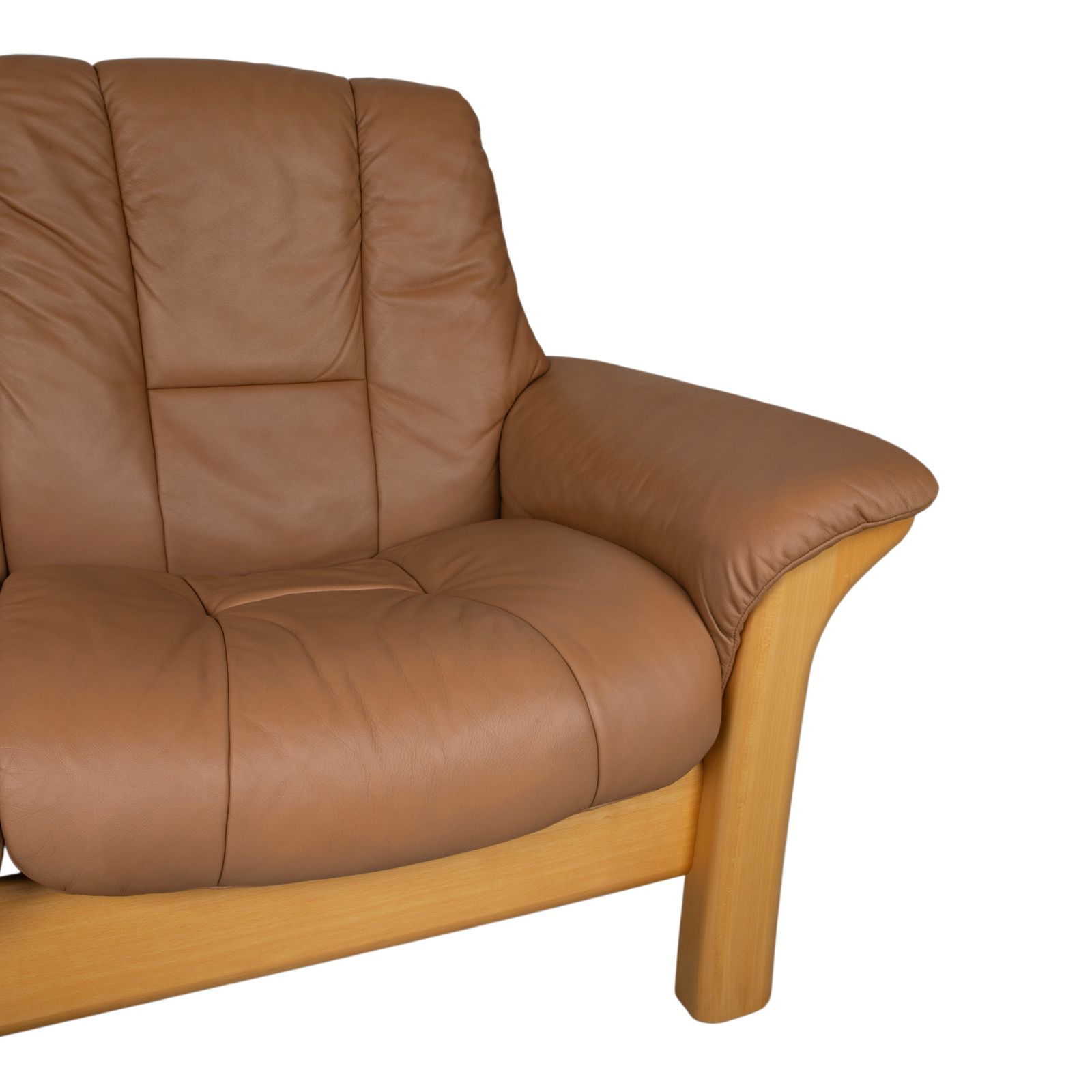 Stressless Windsor driezitsbank, leer en hout, bruin cognac, manuele relaxfunctie photo 1899.0