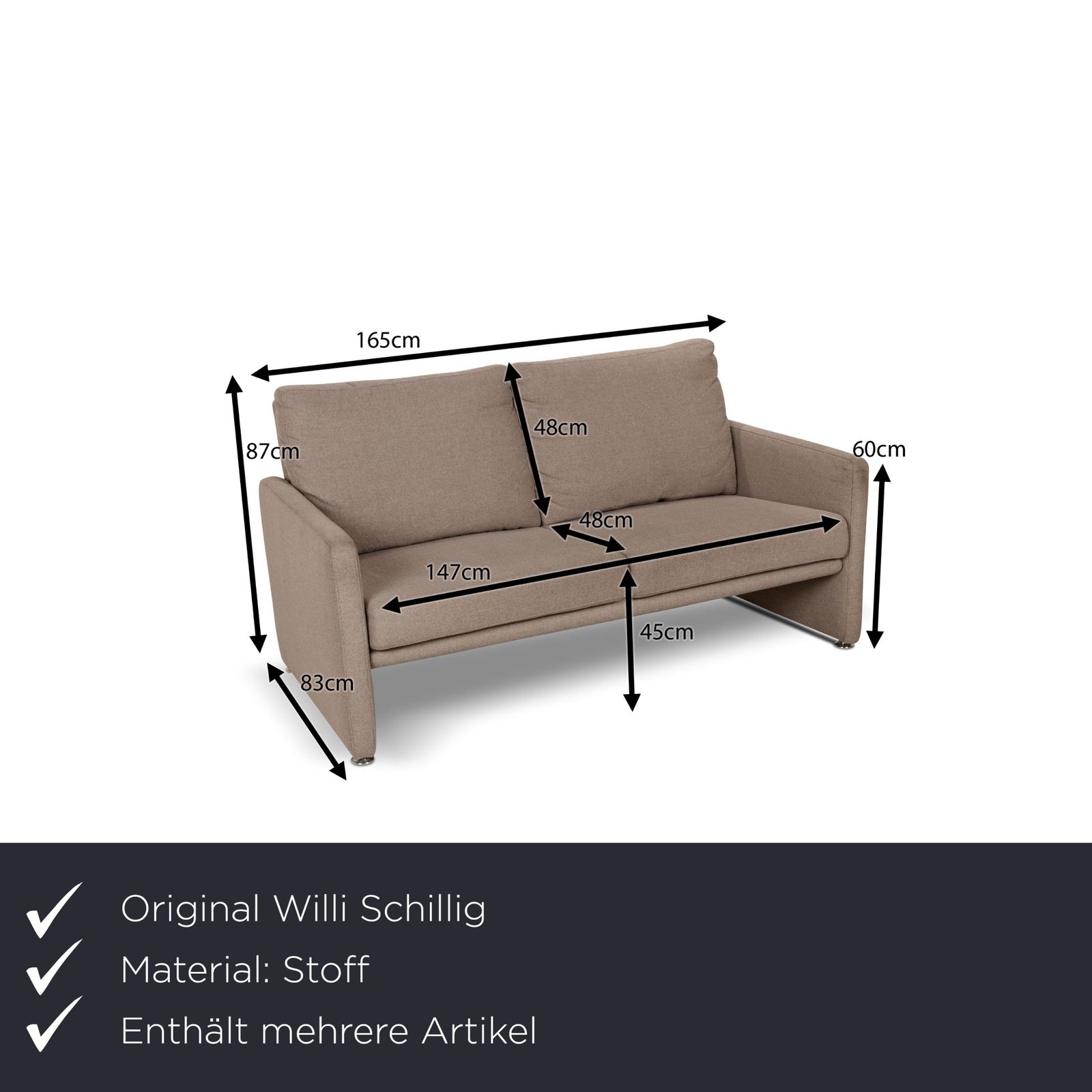 Ensemble de canapés Willi Schillig en tissu beige, trois places photo furniture