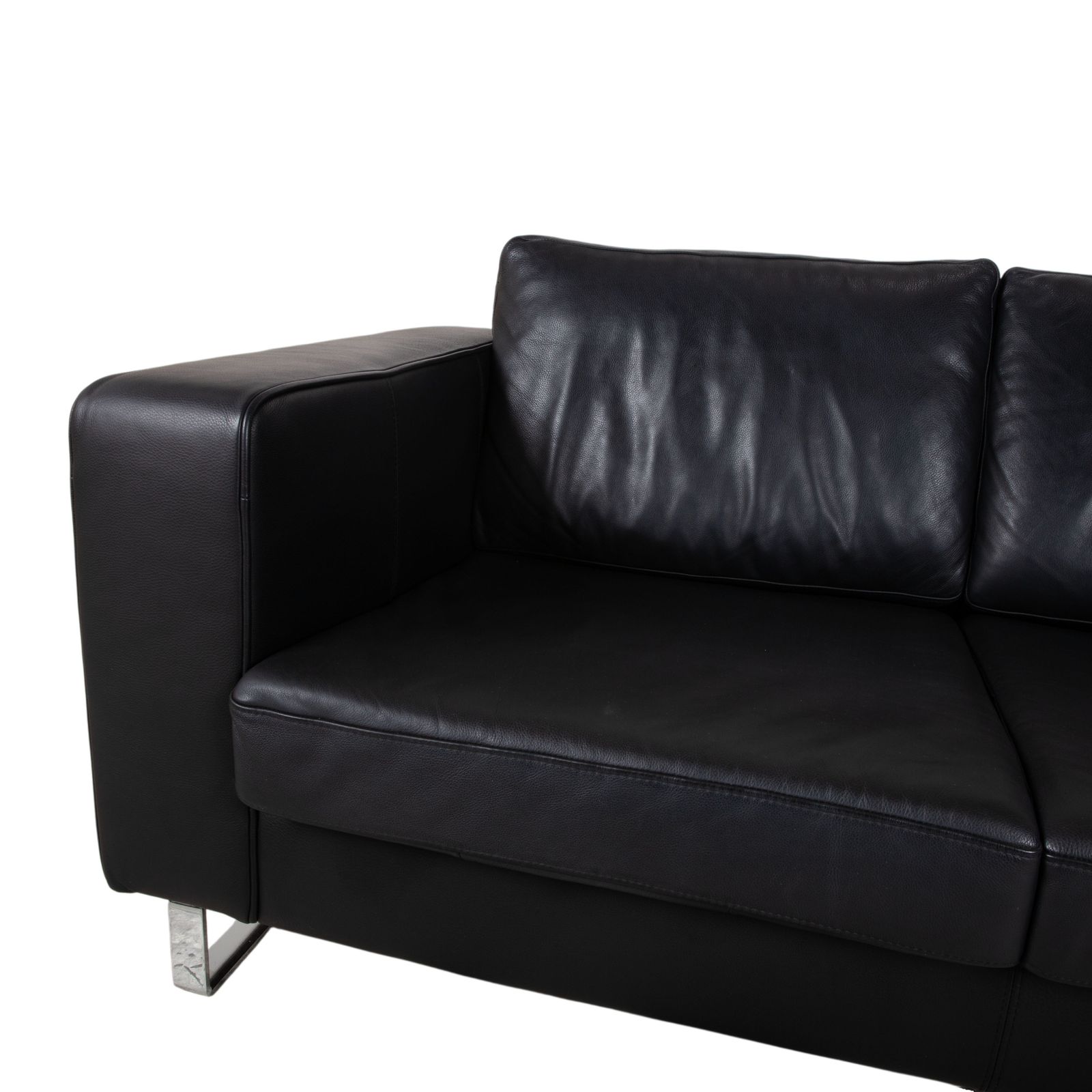 Boconcept Indivi Set Leather Two Seater Stool Black Couch photo vinterior