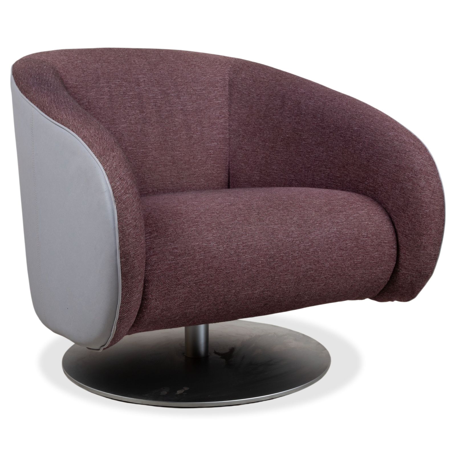 Fauteuils Rolf Benz 310, lot de 2, tissu et cuir, violet bordeaux aubergine et gris clair photo for sale